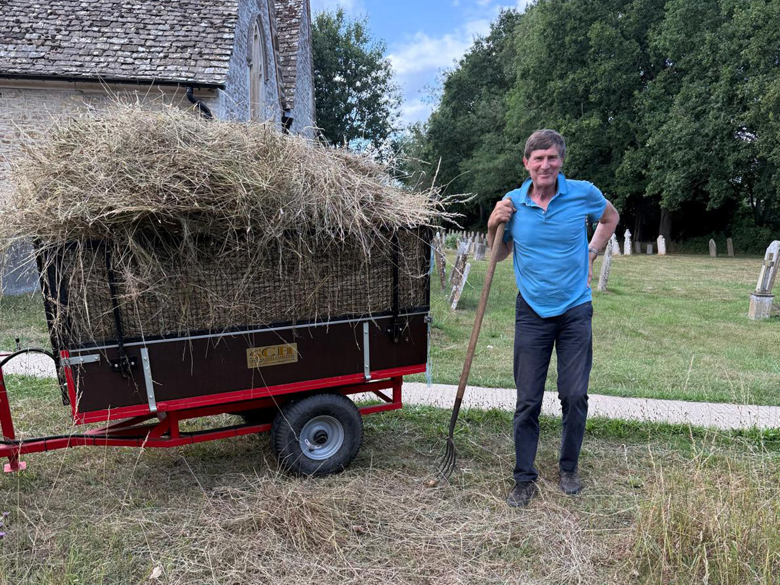 collecting the grass